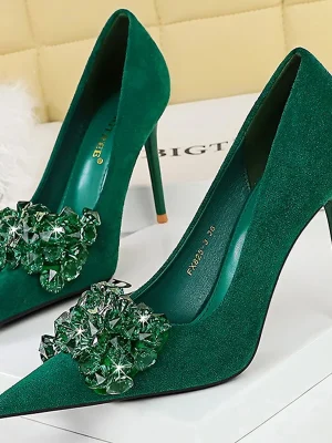 Rhinestone Bowknot Gemstone Banquet Shoes