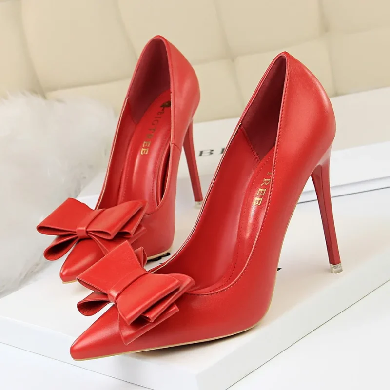 Eco Bow Pumps Sexy High Heels - Image 3