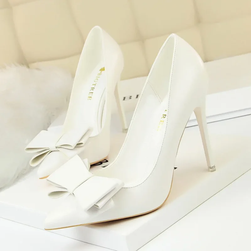 Eco Bow Pumps Sexy High Heels - Image 4