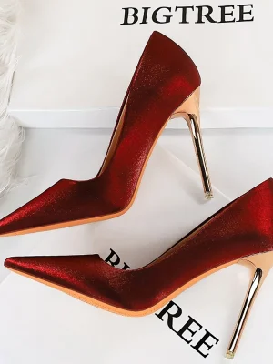 Satin Cloth Pumps Stiletto High Heels