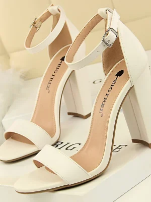 Pu Leather Block High-Heels