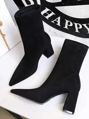 Pointed Toe Socks High Heel Boots