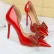Rhinestone Bowknot Patent Leather High Heels