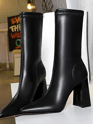 Eco Chunky Block Mid-Calf Boots