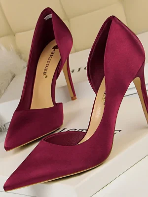 Eco Wine Red Green Blue Black Silk High Heels