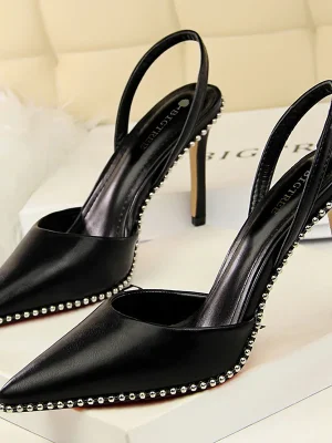 Black Red Apricot Wedding Rivet High Heels