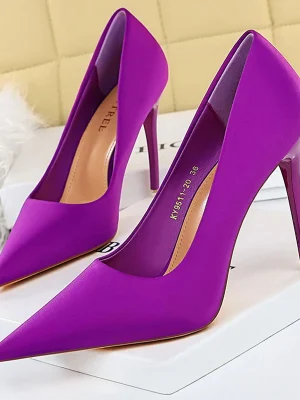 Luxury Satin Purple High Heels