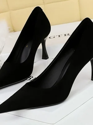 Suede Black Wine Glasses High Heels