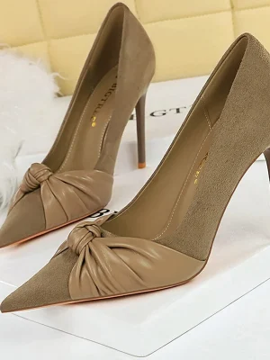 Bowknot Pu High Heels