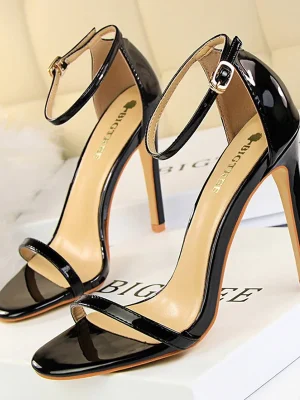 Eco Patent Leather Open Toe Super High Heels