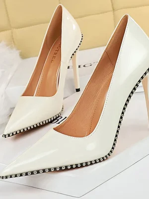 White Patent Leather High Heels