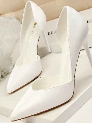 White Pumps Pu Leather High Heels