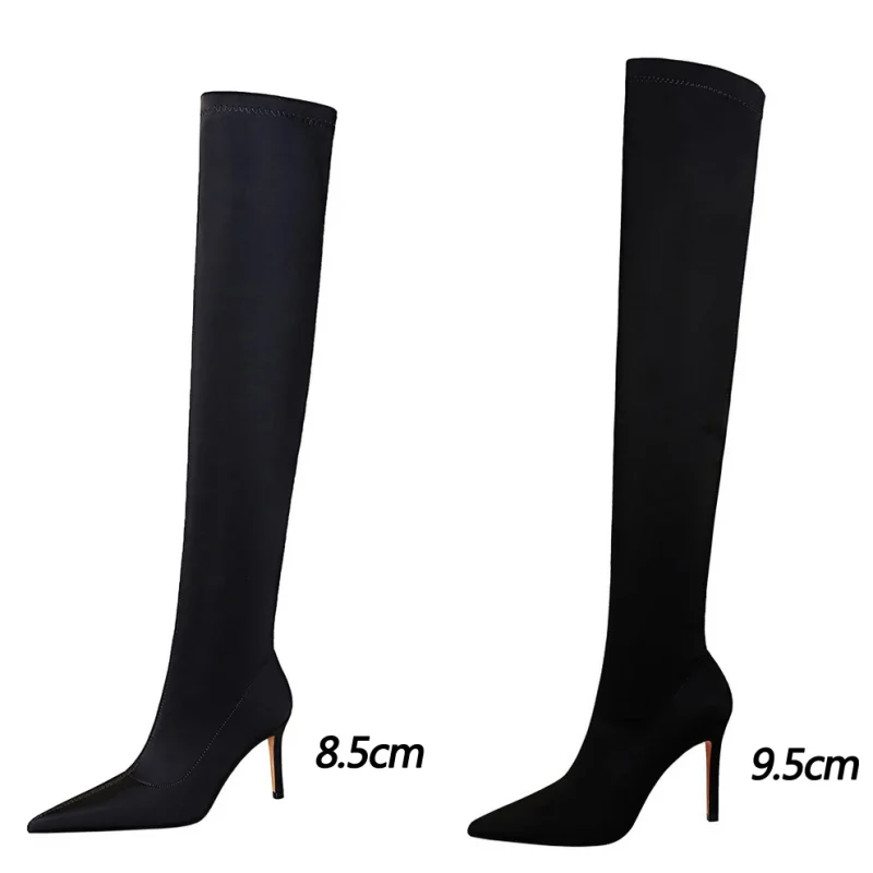 Over-the-Knee Satin Elastic Boots - Image 6