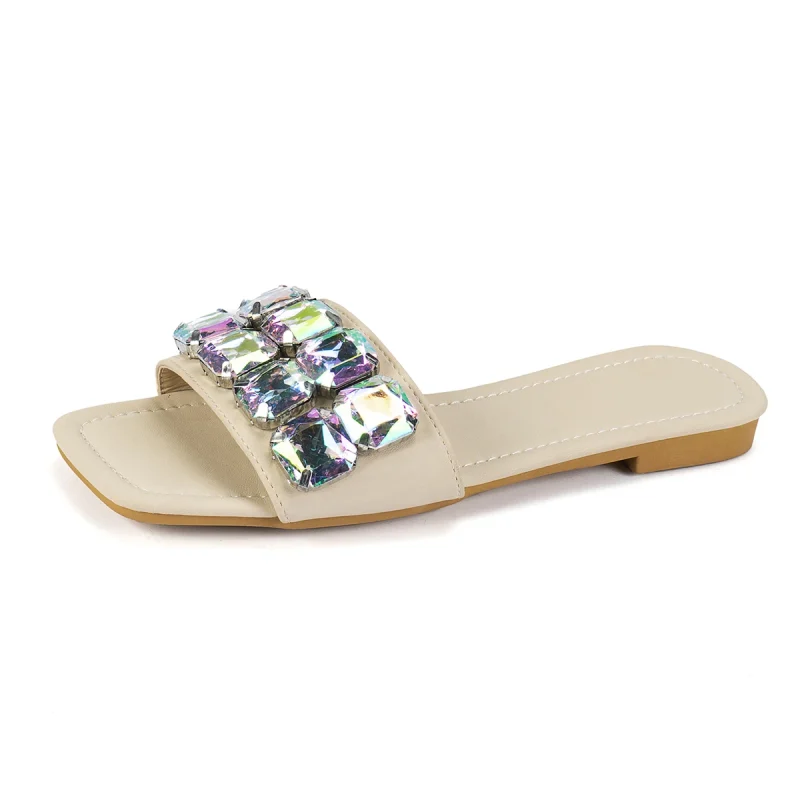 Big Crystal Square Toe Sandals - Image 6