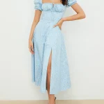 Floral Print Square Neck Puff Sleeve Maxi Dress - Image 7