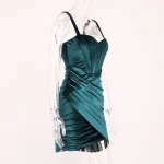 2 Layers Elastic Spaghetti Straps Zipper Mini Dress - Image 10