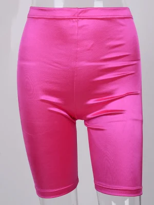 Neon Solid Color Spandex Elastic High Waist Shorts