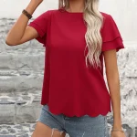 Solid Color Short-Sleeved T-Shirt - Image 4