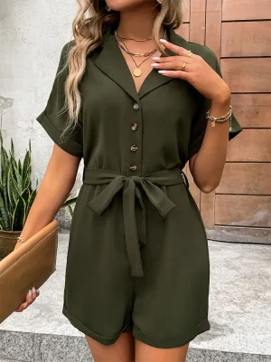 lace-up button jumpsuit