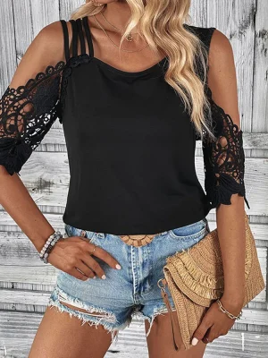 Lace Half Sleeved Off Shoulder Vintage Shirts