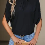 Simple Solid Color Pullover Blouse - Image 2