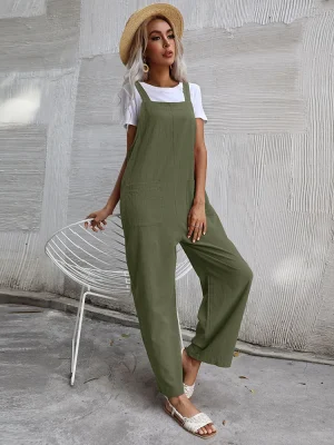 Soild Colour Long Sleeveless Jumpsuit