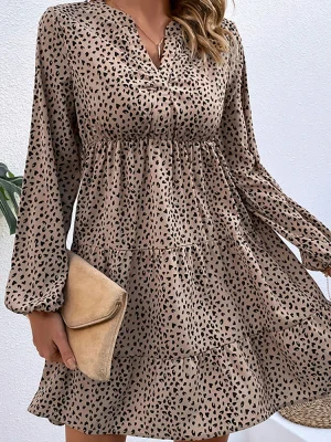 Long Sleeve Print Elegant Dress