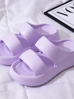 Lavender Eva Thick Platform Soft Slippers