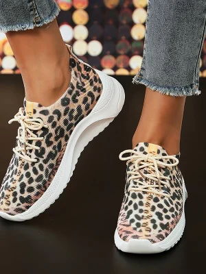 Lightweight Breathable Leopard Knitted Sneakers