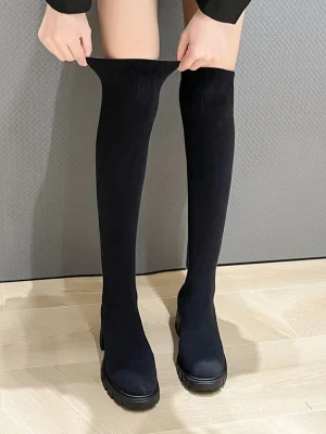 Over The Knee Stretch Knitted Long Boots