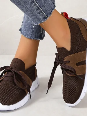 Brown Knit Breathable Sneakers