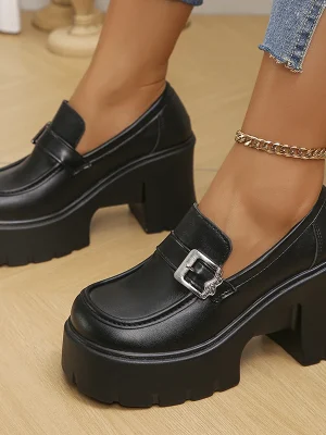 Chunky Buckle Thick Bottom Gothic High Heels