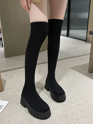 Chunky Platform Thigh High Boots