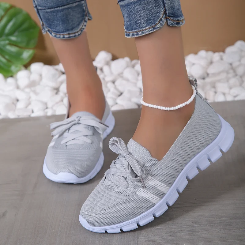 Mesh Knitted Striped Loafers - Image 4