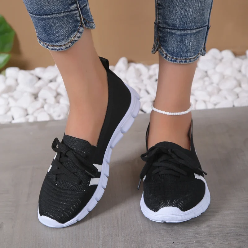Mesh Knitted Striped Loafers