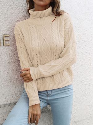 String Turtleneck Loose Knitwear Sweater