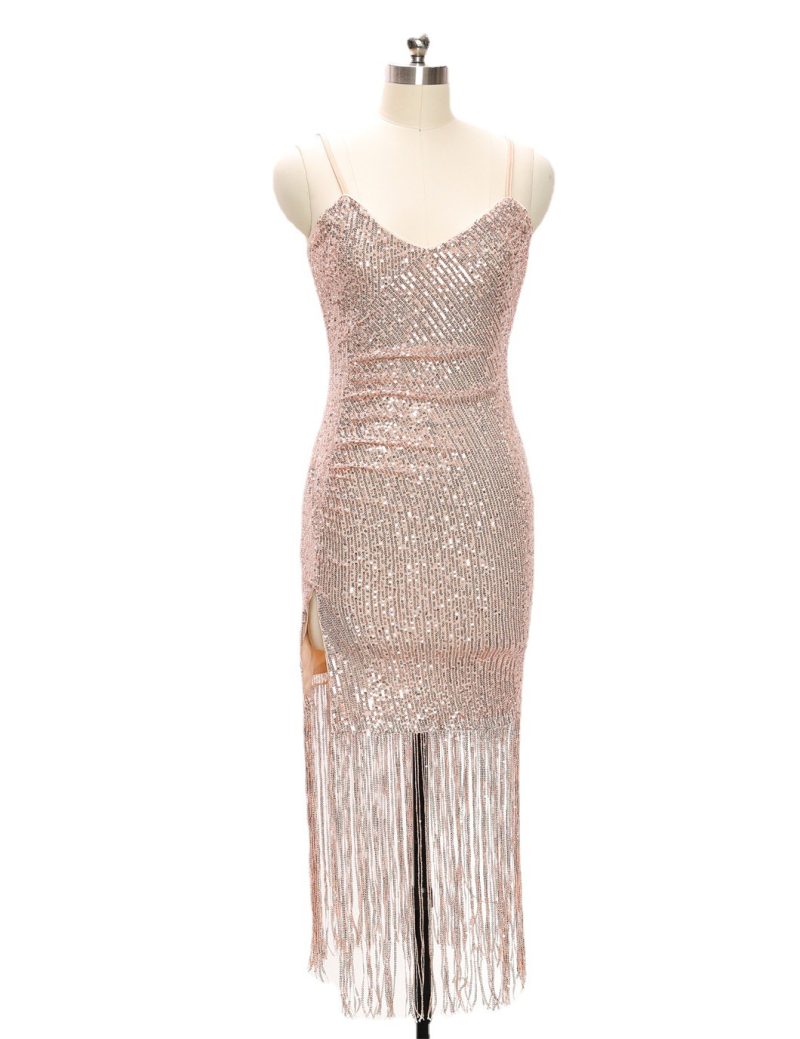 Summer Sexy V-Neck Tassel Suspender Dress for Slim Fit Women - Image 5