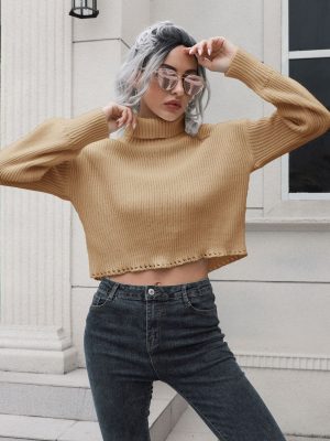 High Neck Hollow-Out Loose Knitwear Sweater