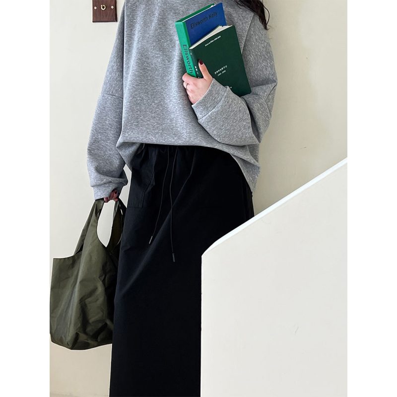 Retro Drawstring Workwear Skirt: High Waist Thin Straight Skirt Design - Image 2