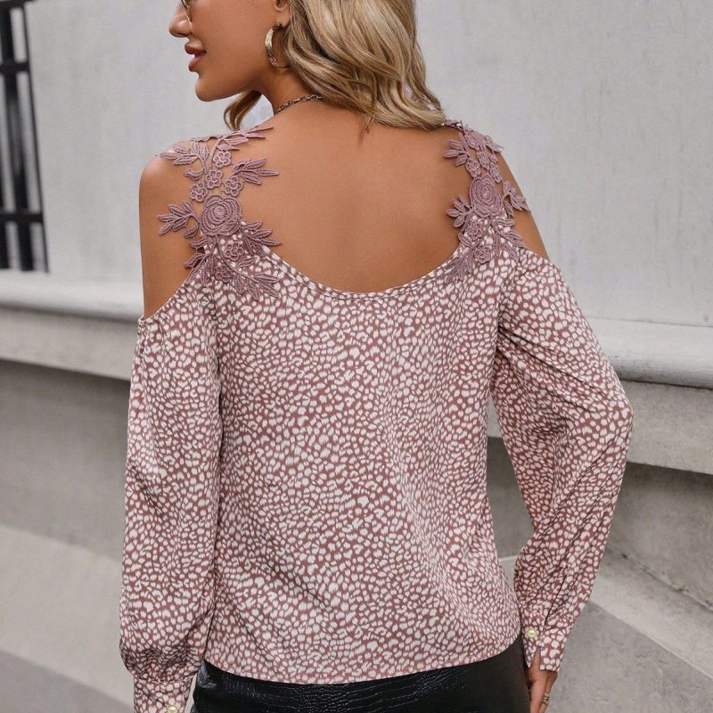 Fashionable Off-The-Shoulder Lace Sling Loose Top - Image 2