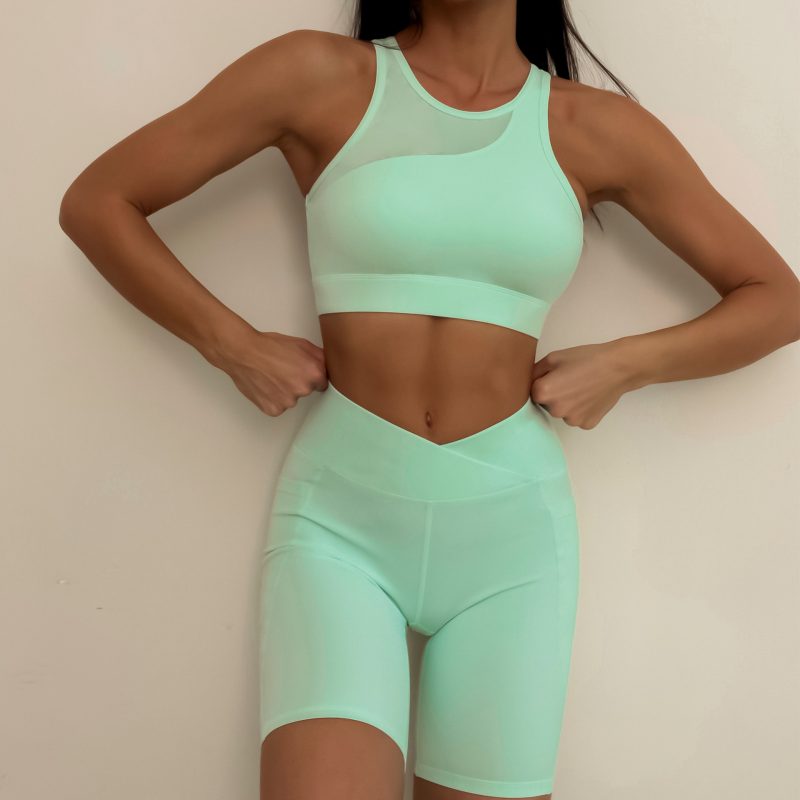 Mesh Stitching Beauty Back Sports Bra
