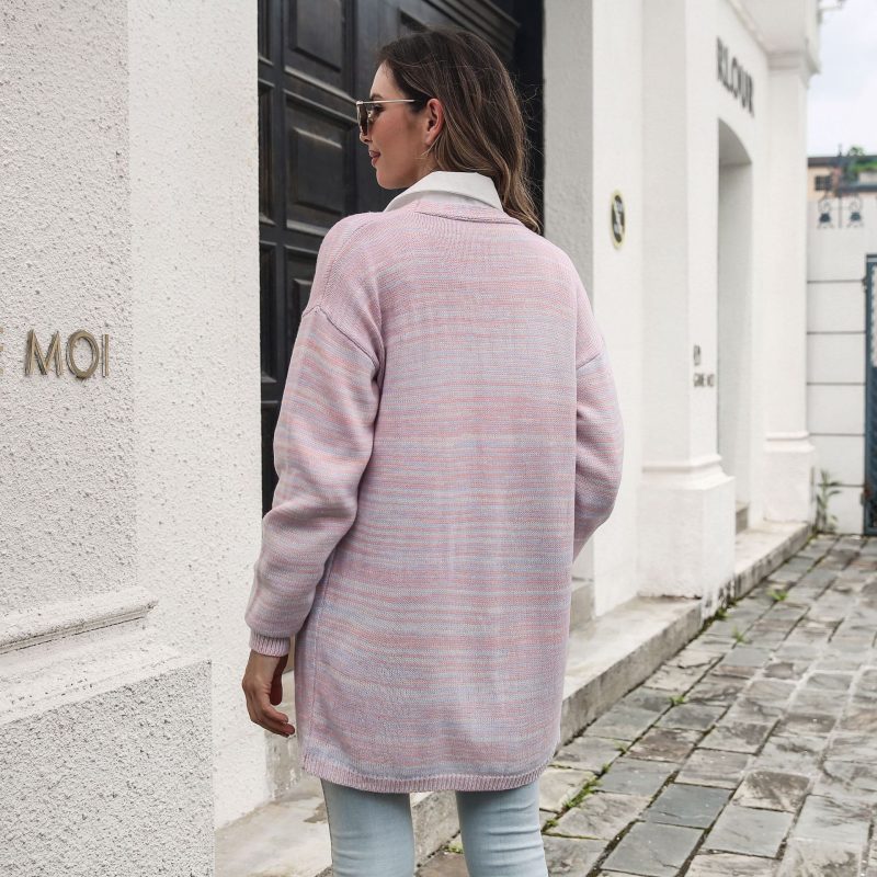 Gradient Color Loose Knitted Cardigan - Image 3