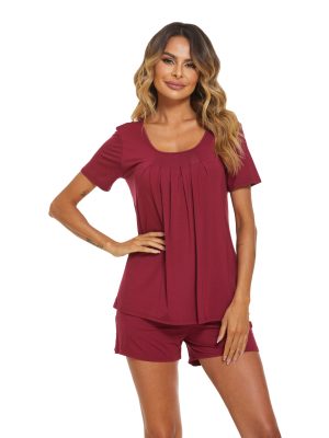 Spring Summer Casual Short-Sleeved Pajama Set for Women