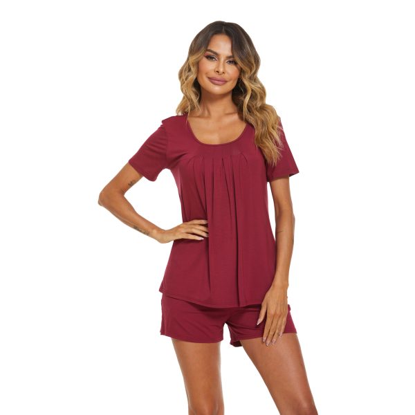 Spring Summer Casual Short-Sleeved Pajama Set for Women