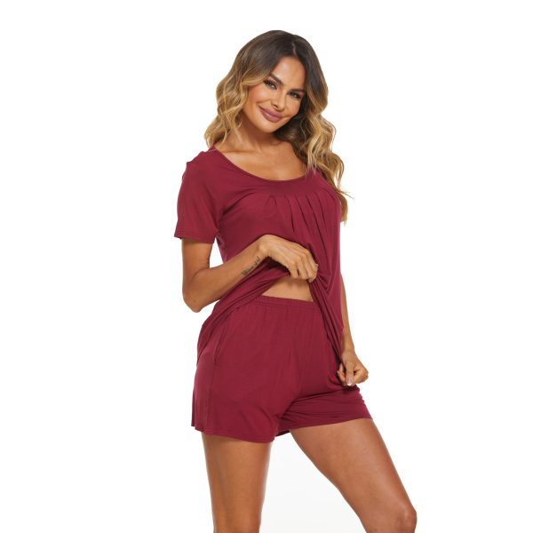 Spring Summer Casual Short-Sleeved Pajama Set for Women - Image 2