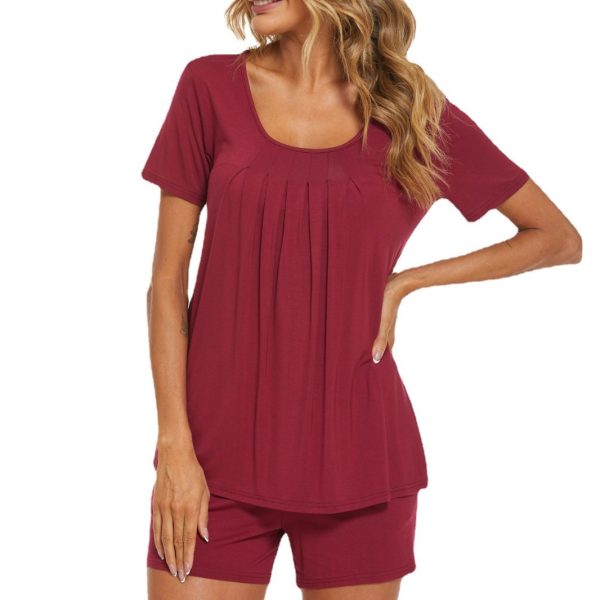 Spring Summer Casual Short-Sleeved Pajama Set for Women - Image 4