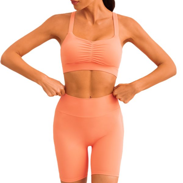 Three-Piece Yoga Wear Set: Cross Back Yoga Bra with Yoga Pants for Running and Fitness - Image 3