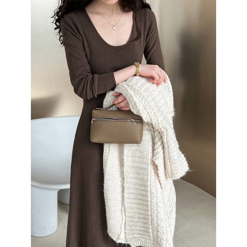 Big U-Neck A-line Sweater Dress - Image 3