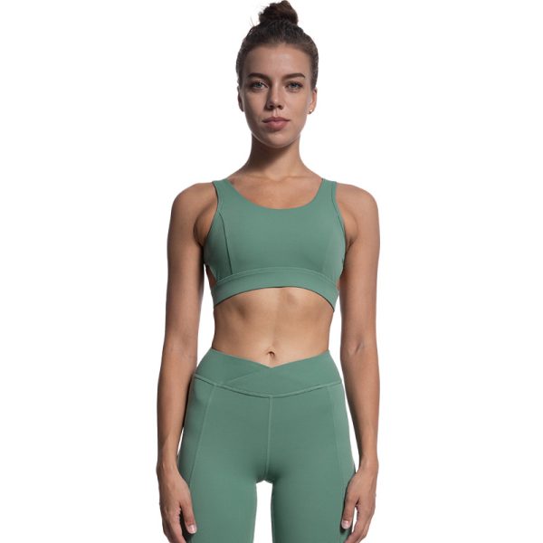 Cross Bare Back Sports Bra: Tight Yoga Suit with Double Pocket Sports Pants