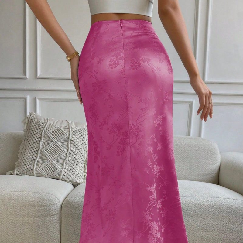 Spring Summer Floral Digital Print Sheath Skirt - Image 2